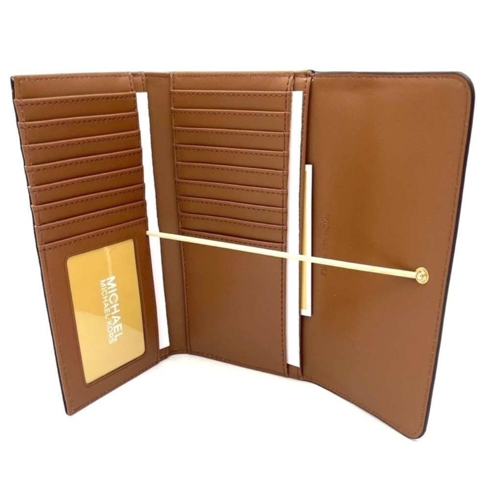 Michael Kors Large Trifold Wallet Vanilla/Brown - Picture 6 of 7